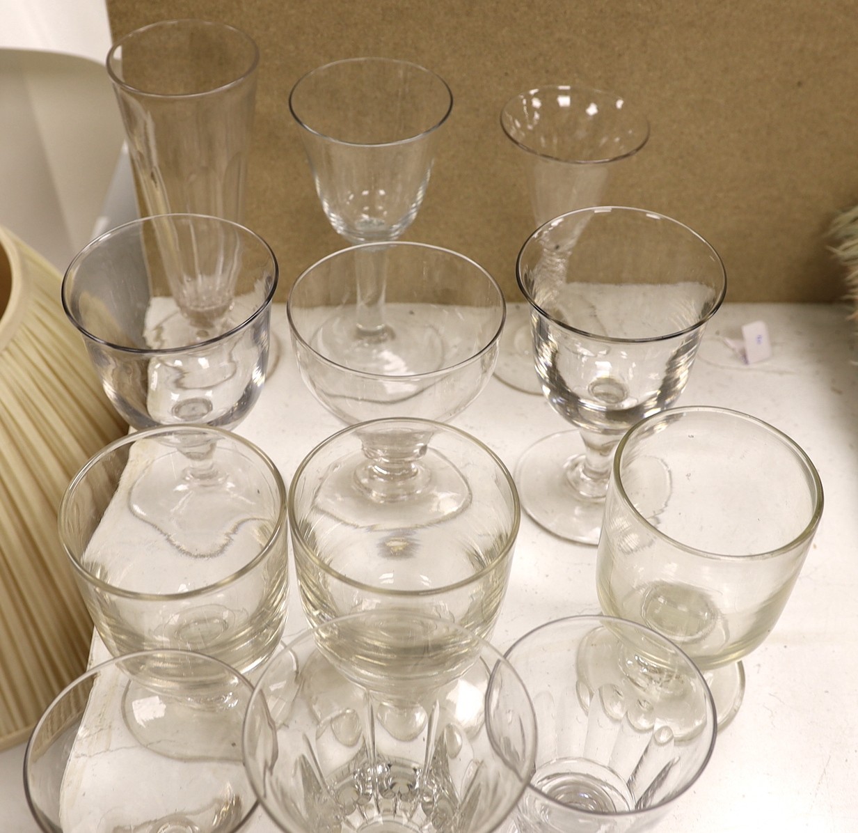 A selection of glass rummers and a Georgian wine glass